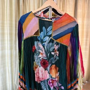 Anthropologie Bl^nk London 2X Miranda Colorful Floral Long Sleeve Blouse